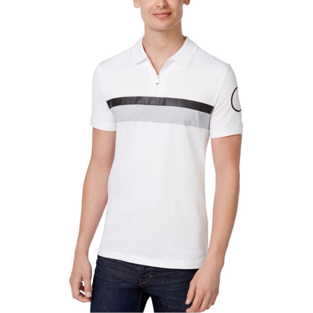 Calvin Klein White Polo with Black Stripe